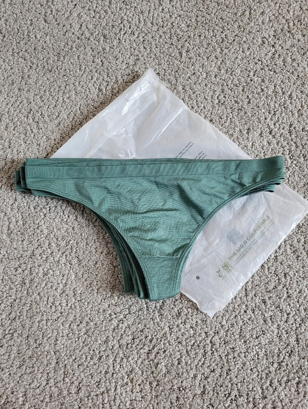 Quince Smoothing Comfort Seamless Thong 6 Pack Rosemary Large NEW